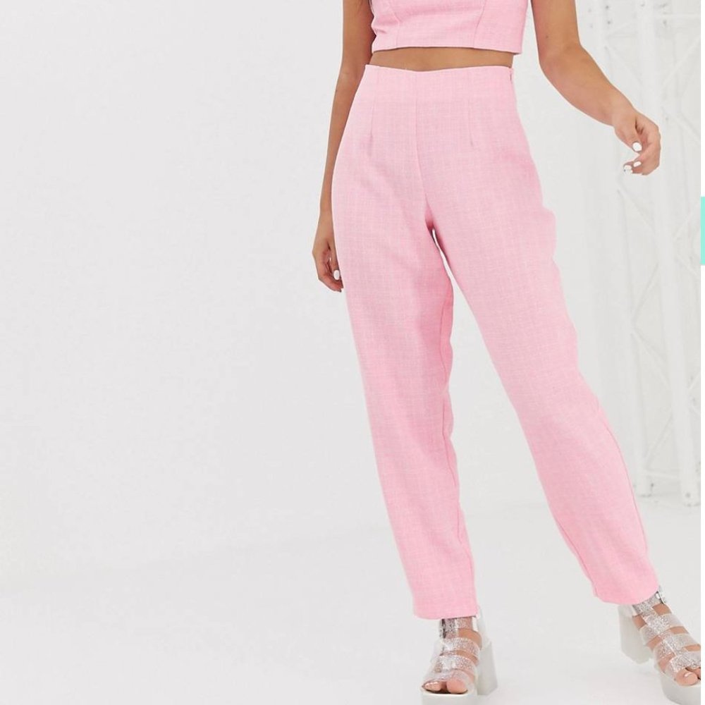 Reclaimed Vintage Tailored Pants in Pink Boucle size 6